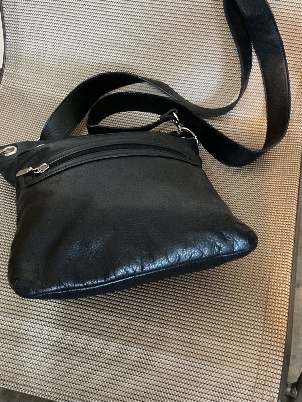 margot Black Pebbled Leather Crossbody with Front Zip Pocket - Picture 7 of 11